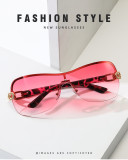Frameless couple sunglasses fashionable double ring decorative net red glasses one-piece sunglasses
