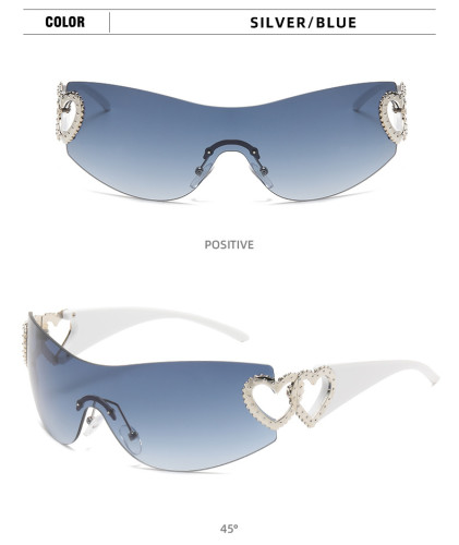 Fashion personality one-piece women's sunglasses vintage large frame modern runway sunglasses