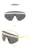 Fashionable large frame sunglasses street photography personality sunshade sunglasses trend one-piece semi metal leg glasses