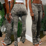 Spice Girl Zebra Pattern Wool Texture Pants Fashion Versatile Casual Pants