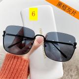 Large frame trendy sunglasses Fashion simple half frame metal flat mirror Retro square net red sunglasses