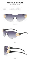 High quality one-piece rimless sunglasses big frame sun shading beach sunglasses Y2K Spice Girl Hip Hop glasses