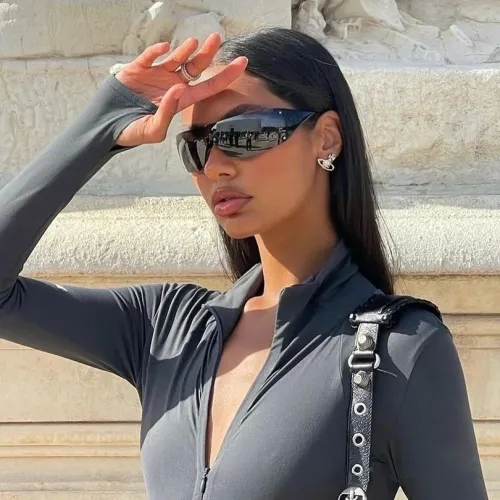 One piece sunglasses Cool rimless driving sunglasses Fashion sports glasses for men and women