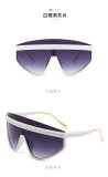 Fashionable large frame sunglasses street photography personality sunshade sunglasses trend one-piece semi metal leg glasses