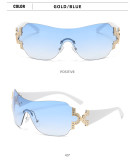 Frameless sunglasses Women's one-piece oversized windproof sunglasses Fashion point drill glasses