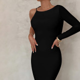 Temperament Two in One Shoulder Dress Elegant Party Party Sexy Wrap Hip Dress