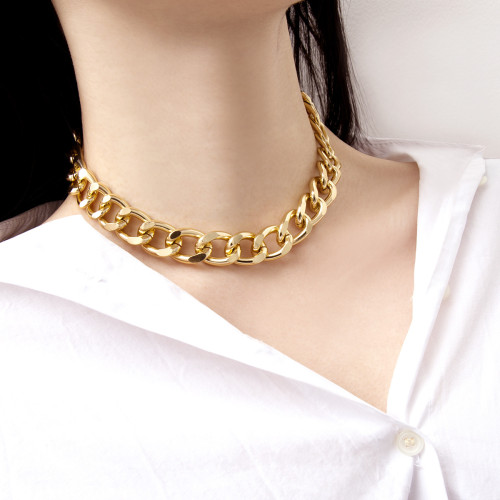 Simple and exaggerated, thick chain necklace, antique chain, single-layer, versatile necklace