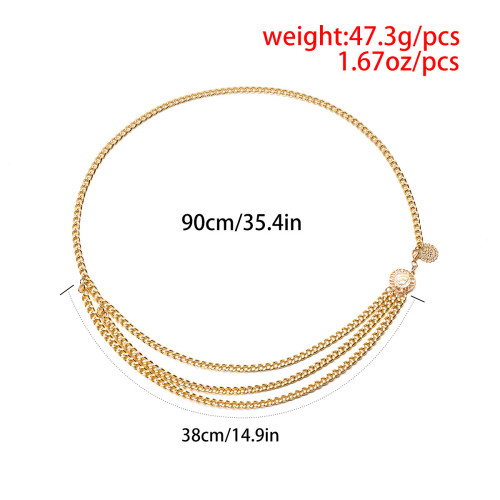 Vintage sexy female body chain personality simple yoga aluminum waist chain