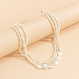 Cool wind multi-layer beaded necklace creative temperament water drop shaped imitation pearl necklace