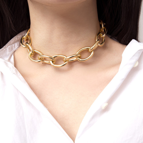 Simple and exaggerated, thick chain necklace, antique chain, single-layer, versatile necklace