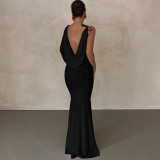 Temperament Two in One Shoulder Dress Elegant Party Party Sexy Wrap Hip Dress