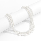 Cool wind multi-layer beaded necklace creative temperament water drop shaped imitation pearl necklace