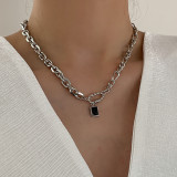 Titanium steel clavicle chain short women's simple and fadeless black diamond versatile cool wind necklace