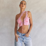 Sexy Lace Satin Splice Oblique One Shoulder Open Navel Cardigan European and American Spicy Girls Top