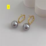 French minority design 14K metal diamond inlaid shell beads earrings women's 925 silver needle high-grade luxury ear jewelry
