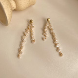 Fashion personality simple design freshwater pearl earrings tassels long asymmetric earrings female ear jewelry