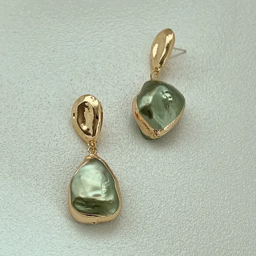 Baroque shaped pearl earrings women's metal cool style simple and versatile silver needle earrings earrings