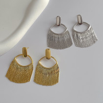 Exaggerated fashion 18K gold jewelry line tassel metal earrings 925 silver needle personality earrings
