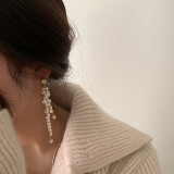 Fashion personality simple design freshwater pearl earrings tassels long asymmetric earrings female ear jewelry