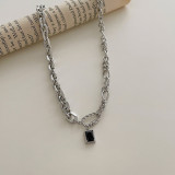 Titanium steel clavicle chain short women's simple and fadeless black diamond versatile cool wind necklace