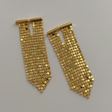 Exaggerate fashion 18K gold jewelry Sparkling tassel metal earrings s925 silver needle earrings