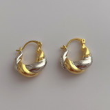 Small retro design knotted U-shaped metal ear buckle women contrast color cool style personality versatile ear jewelry