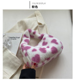Simple and lovely winter plush small bag handbag woolen bag printing small handbag
