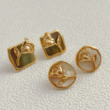 Vintage geometric metal rose earrings s925 silver needle personalized ear jewelry