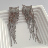 Exaggerated fashion 18K gold jewelry with diamond tassel metal earrings 925 silver needle personality earrings