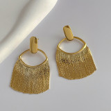 Exaggerated fashion 18K gold jewelry line tassel metal earrings 925 silver needle personality earrings