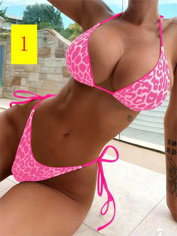 Solid sexy split swimsuit