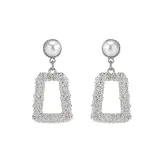 Simple Temperament Cool Style Pearl Earrings Female Minority Metal Style Cool Square Earrings