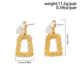 Simple Temperament Cool Style Pearl Earrings Female Minority Metal Style Cool Square Earrings