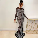 Sexy hot drill floor length dress nightclub dress