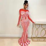 Sexy hot drill floor length dress nightclub dress
