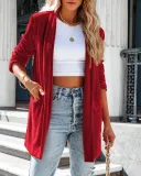 Loose gold velvet elastic pocket long sleeve coat