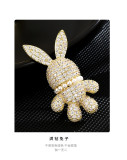 Delicate Shiny Zircon Rabbit brooch pin Anti slip accessory suit corsage