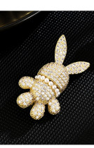 Delicate Shiny Zircon Rabbit brooch pin Anti slip accessory suit corsage