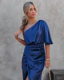 Sexy one side sleeve irregular dress evening dress