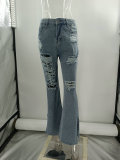 Trendy Pants Washed Slight Rags Women's Jeans