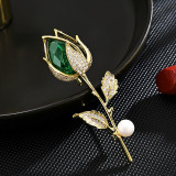 Fashion high-grade crystal rose brooch micro set zircon luxury pin suit accessories
