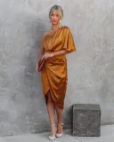 Sexy one side sleeve irregular dress evening dress