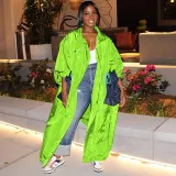 Women's long sleeve stand collar coat long windbreaker coat