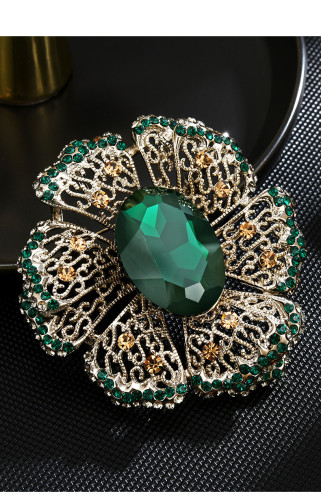 High grade crystal palace flower brooch female luxury vintage brooch pin high sense accessories