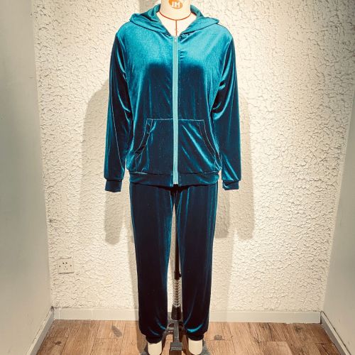 Fashion hooded Korean velvet sports casual suit two-piece set