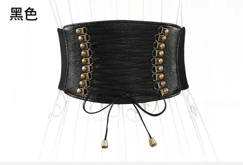 Super wide waist closure women's belt wholesale fashion elastic fringe wide belt decorative skirt accessories