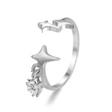 Vintage Temperament Open Ring Star Cool Wind Ring Female High Grade Diamond Setting Star Personality Index Finger