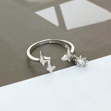 Vintage Temperament Open Ring Star Cool Wind Ring Female High Grade Diamond Setting Star Personality Index Finger