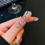 Slightly inlaid zircon wrapped snake ring, fashionable and personalized index finger ring