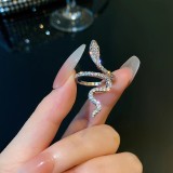 Slightly inlaid zircon wrapped snake ring, fashionable and personalized index finger ring
